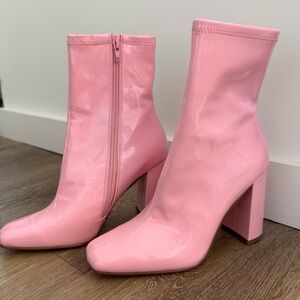 Light Pink Steve Madden Womens Lynden Square Toe Mid-Calf Boots